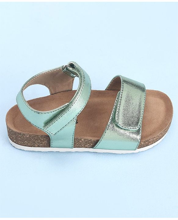 Pine Kids Casual Wear Sandals with Velcro Belt Closure - Green Metallic