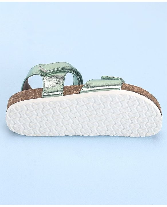 Pine Kids Casual Wear Sandals with Velcro Belt Closure - Green Metallic