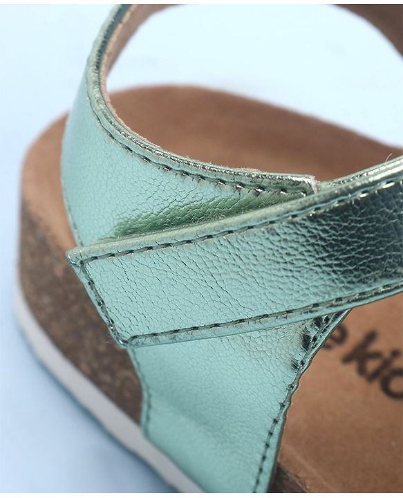 Pine Kids Casual Wear Sandals with Velcro Belt Closure - Green Metallic