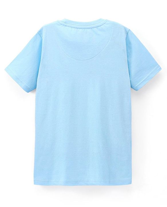 Pine Kids 100% Cotton Half Sleeves Biowashed T-Shirt Scenery Print- Blue