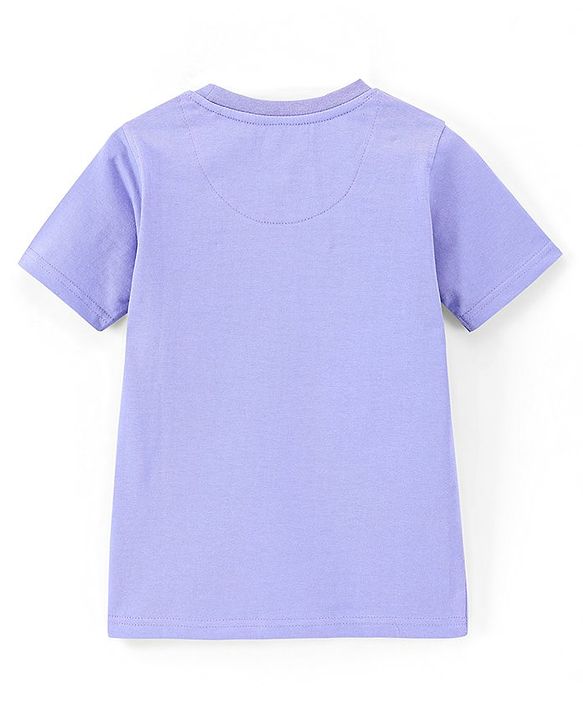 Pine Kids 100% Cotton Half Sleeves Lion Printed Biowashed T-Shirt - Purple