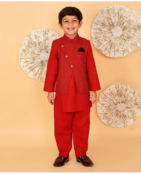Buy Boys 3pcs Kurta Pajama With Jacket in Floral Pattern Blue and Gold  Combination Kids Wear Boys Kurta Pajama Kaash Collection Online in India -  Etsy
