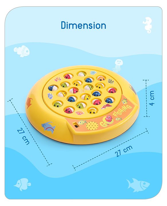 Babyhug Musical Fish Catching Game With Rotating Board 21 Fishes - Multicolour