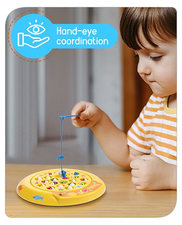 Babyhug Musical Fish Catching Game With Rotating Board 21 Fishes - Multicolour