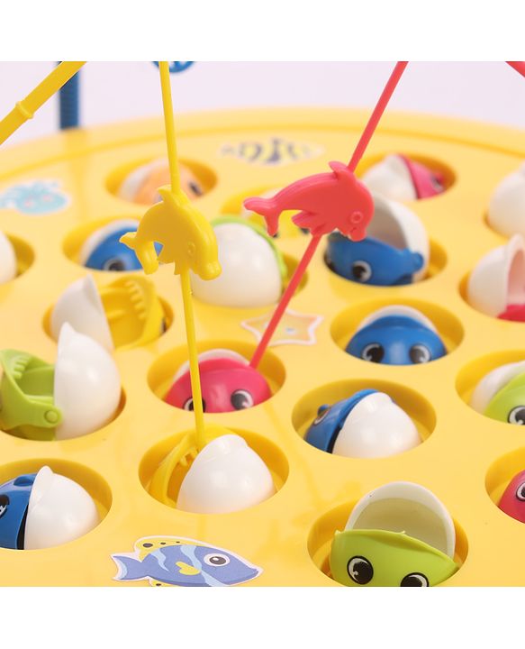 Babyhug Musical Fish Catching Game With Rotating Board 21 Fishes - Multicolour