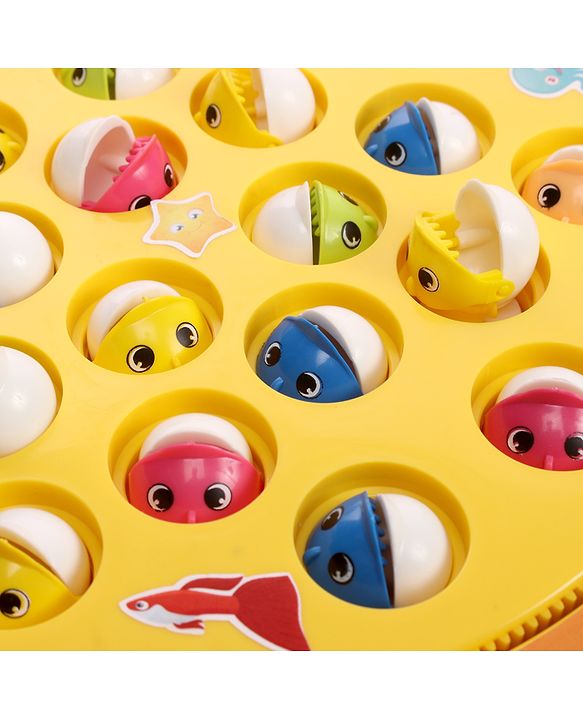 Babyhug Musical Fish Catching Game With Rotating Board 21 Fishes - Multicolour