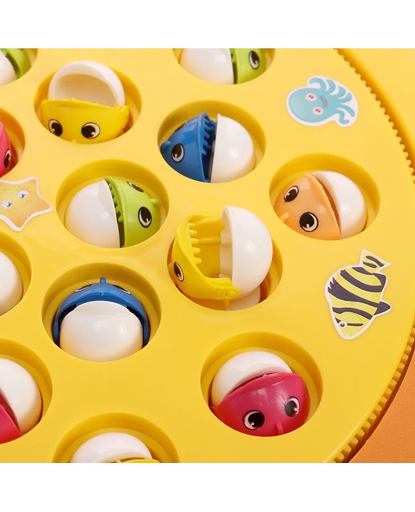 Babyhug Musical Fish Catching Game With Rotating Board 21 Fishes - Multicolour