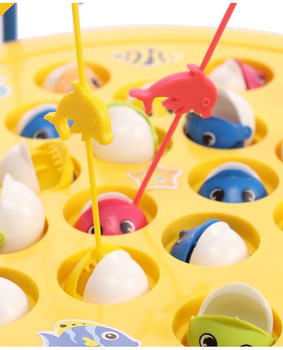 Babyhug Musical Fish Catching Game With Rotating Board 21 Fishes - Multicolour