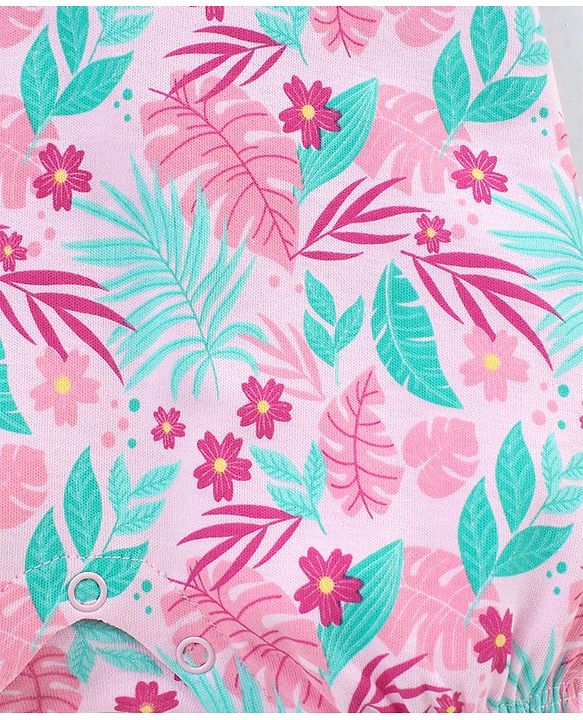 Babyhug 100% Cotton Sleeveless Romper Floral Print - Pink