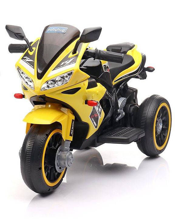 Babyhug Battery Operated Three Wheel Mini Bike With Music and Lights - Yellow