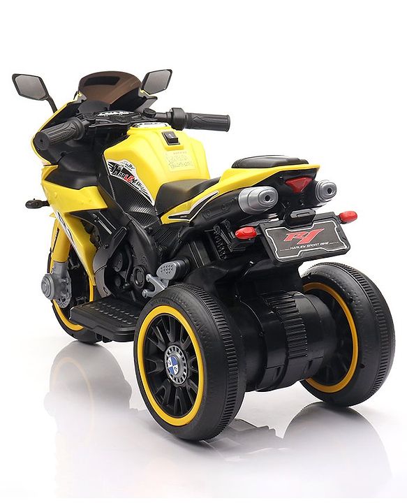 Babyhug Battery Operated Three Wheel Mini Bike With Music and Lights - Yellow
