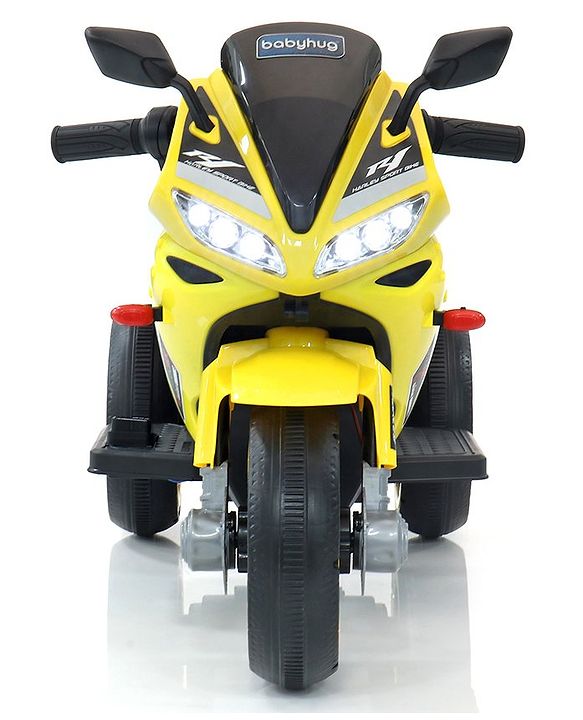 Babyhug Battery Operated Three Wheel Mini Bike With Music and Lights - Yellow