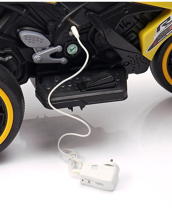 Babyhug Battery Operated Three Wheel Mini Bike With Music and Lights - Yellow