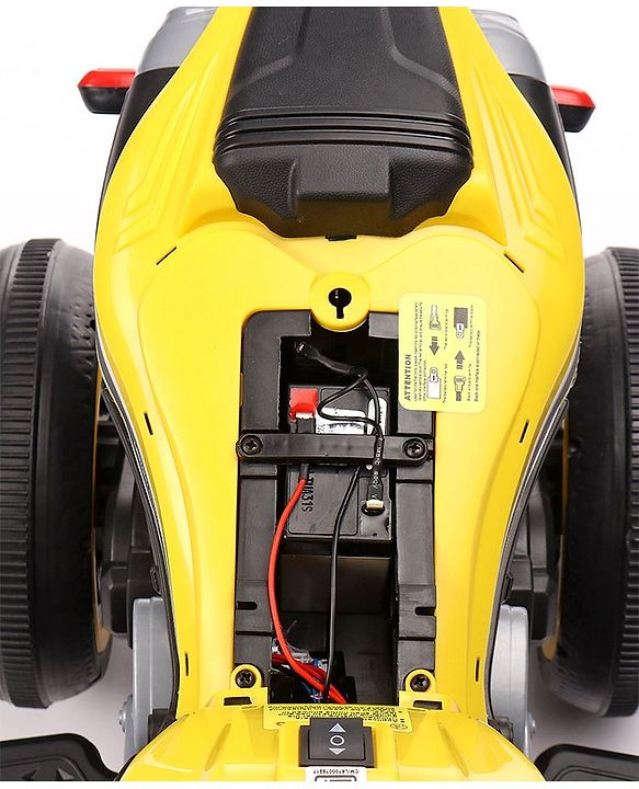 Babyhug Battery Operated Three Wheel Mini Bike With Music and Lights - Yellow