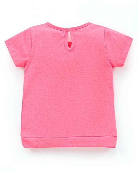 Babyhug 100% Cotton Knit Half Sleeves Text Printed Top and Striped Lounge Pant - Pink