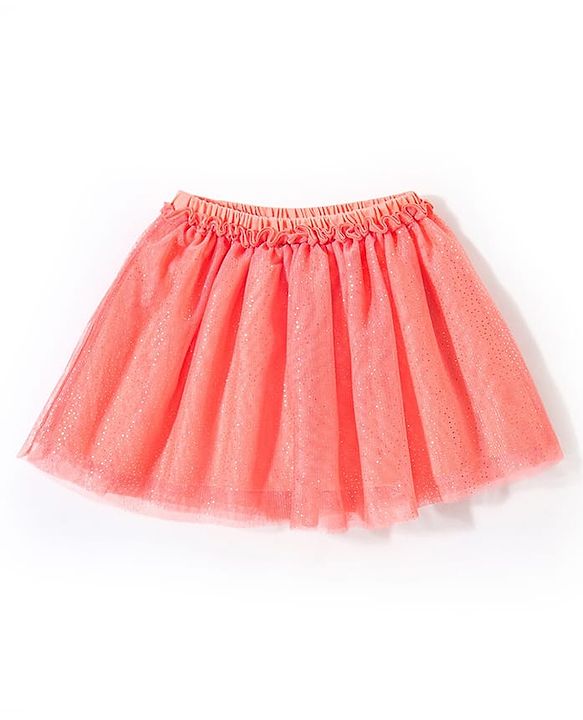 Babyhug 100% Cotton Half Sleeves Top & Skirt with Frill Detailing Zebra Print - Peach & Orange