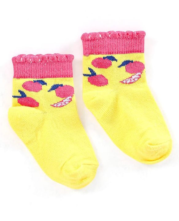 Cute Walk by Babyhug Non Terry Cotton Knit Ankle Length Anti Bacterial Socks Striped Pack of 3 - Yellow & Grey