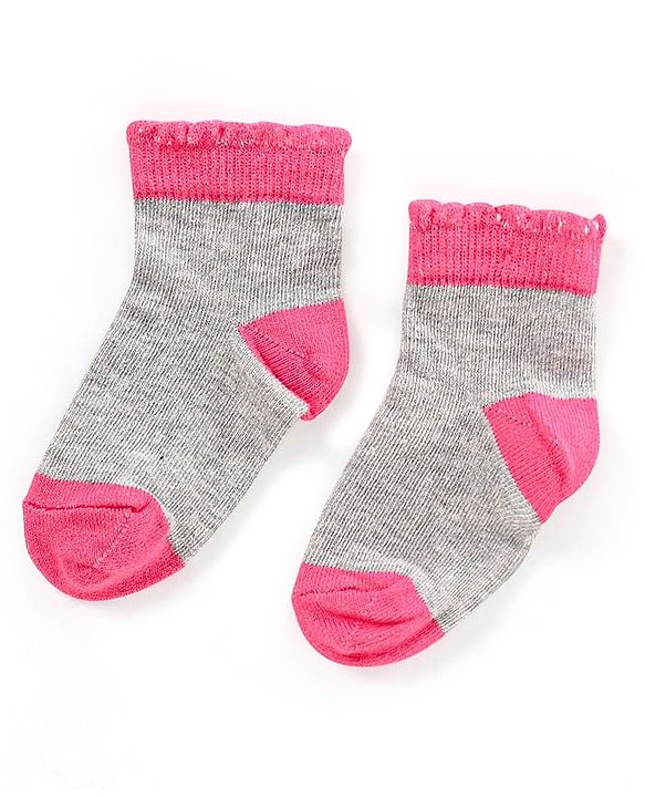 Cute Walk by Babyhug Non Terry Cotton Knit Ankle Length Anti Bacterial Socks Striped Pack of 3 - Yellow & Grey