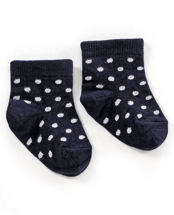 Cute Walk by Babyhug Non Terry Cotton Knit Ankle Length Anti Bacterial Socks Polka Dot Design Pack of 3 - Pink & Black