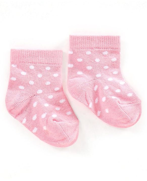 Cute Walk by Babyhug Non Terry Cotton Knit Ankle Length Anti Bacterial Socks Polka Dot Design Pack of 3 - Pink & Black