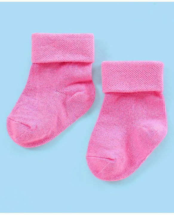 Cute Walk by Babyhug Non Terry Cotton Knit Ankle Length Anti Bacterial Socks Striped Pack of 3 - Pink