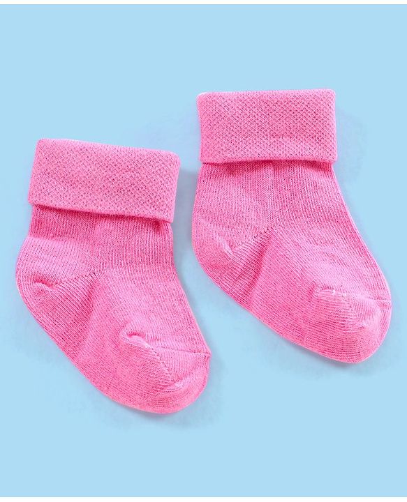 Cute Walk by Babyhug Non Terry Cotton Knit Ankle Length Anti Bacterial Socks Striped Pack of 3 - Pink