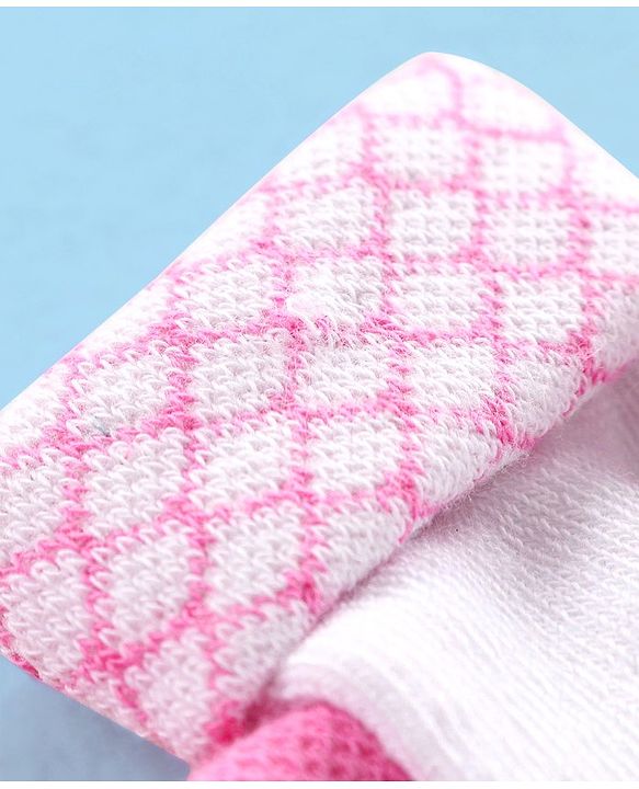 Cute Walk by Babyhug Non Terry Cotton Knit Ankle Length Anti Bacterial Socks Striped Pack of 3 - Pink