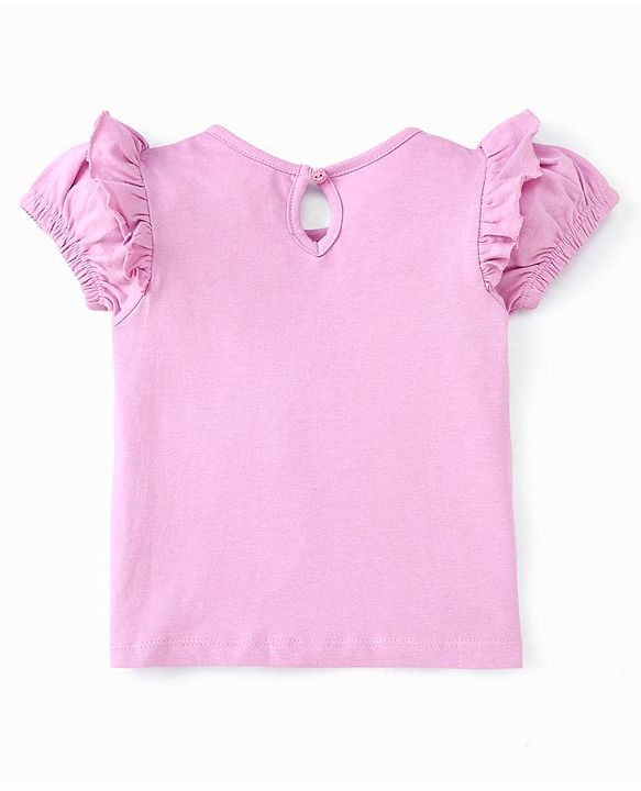 Babyhug Half Sleeves Sequins Top & Skirt - Lilac