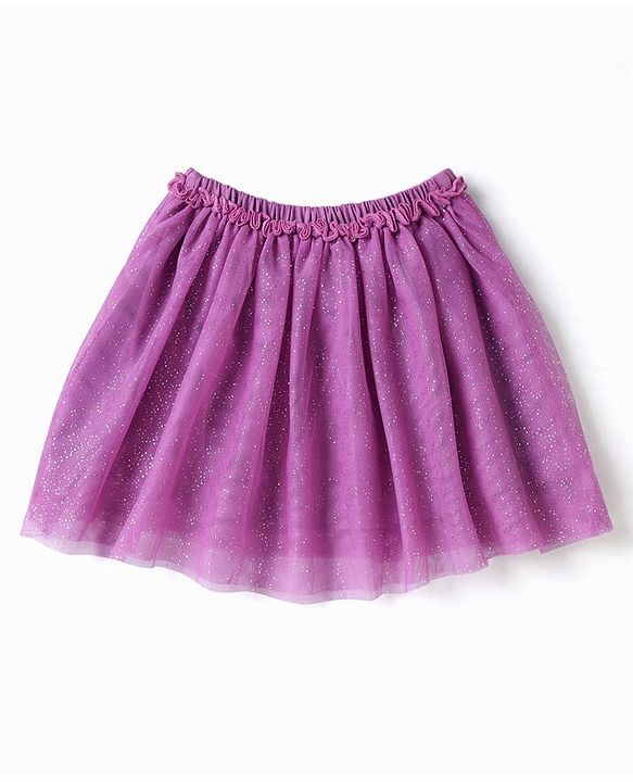 Babyhug Half Sleeves Sequins Top & Skirt - Lilac