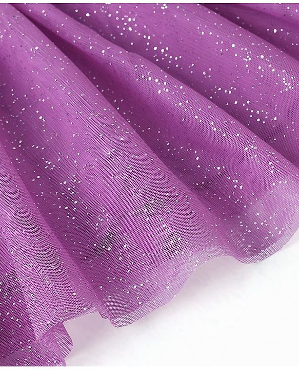 Babyhug Half Sleeves Sequins Top & Skirt - Lilac
