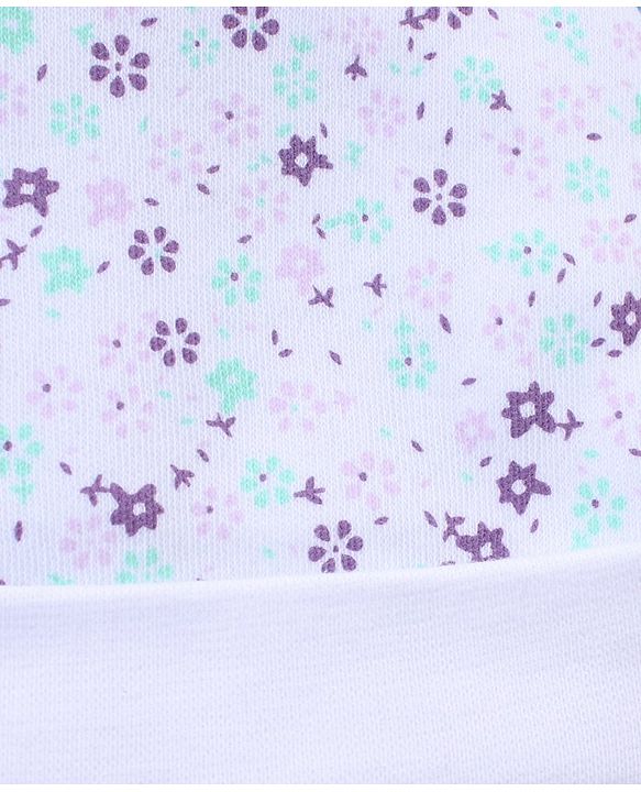 Babyhug 100% Cotton Cap Mittens And Booties Floral Print - White