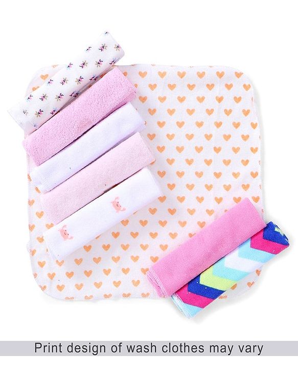 Babyhug Knit Wash Cloth Pack of 8 (Color And Print May Vary)