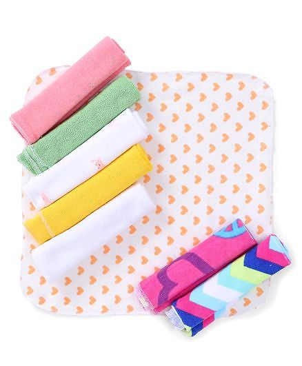 Babyhug Knit Wash Cloth Pack of 8 (Color And Print May Vary)