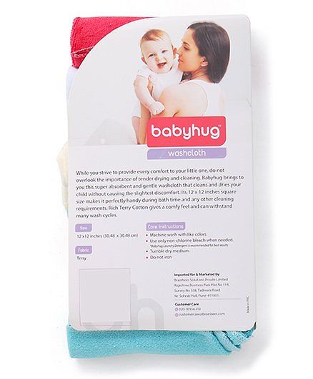 Babyhug Knit Wash Cloth Pack of 8 (Color And Print May Vary)
