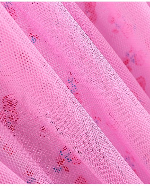 Babyhug 100% Cotton Knit Half Sleeves Frock Style Onesie with Headband Floral Print - Pink