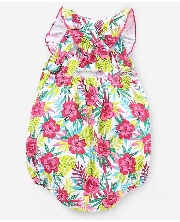 Babyhug 100% Cotton Sleeveless Onesie Floral Print - Multicolour