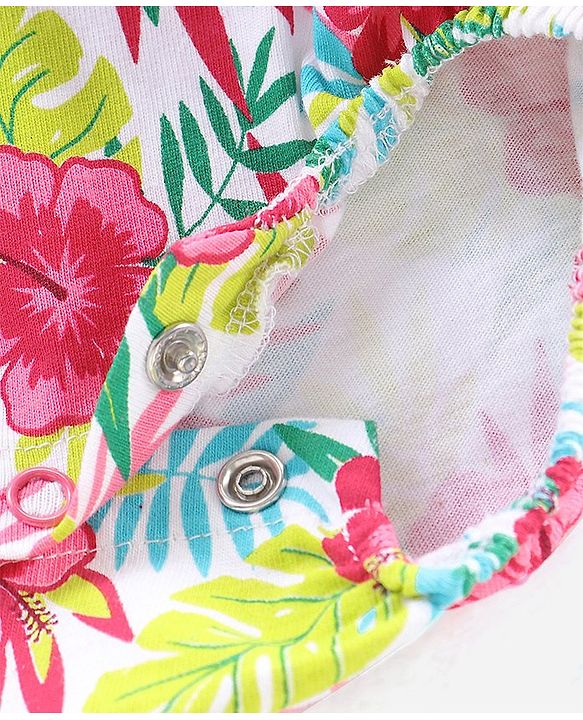 Babyhug 100% Cotton Sleeveless Onesie Floral Print - Multicolour