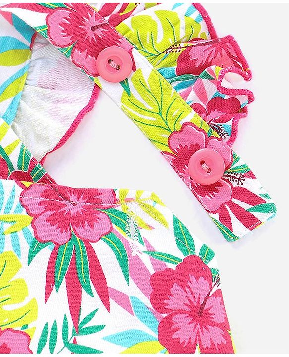 Babyhug 100% Cotton Sleeveless Onesie Floral Print - Multicolour