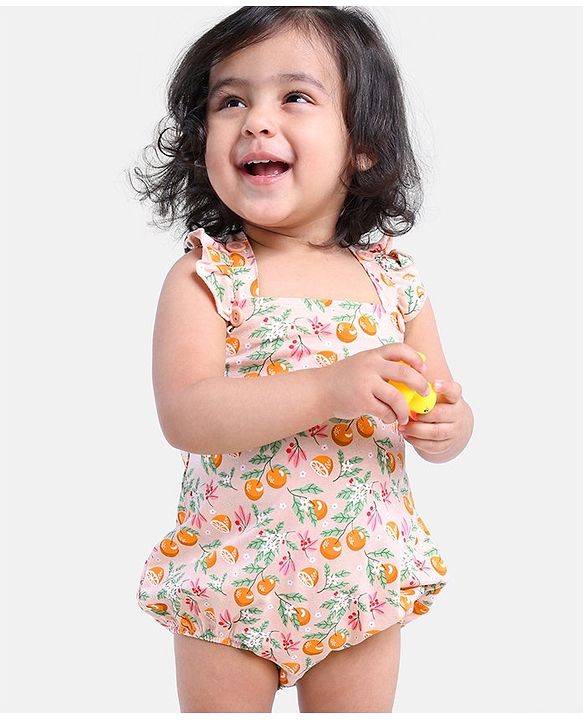Babyhug 100% Cotton Sleeveless Onesie Floral Print - Pink