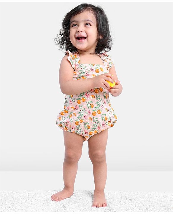 Babyhug 100% Cotton Sleeveless Onesie Floral Print - Pink
