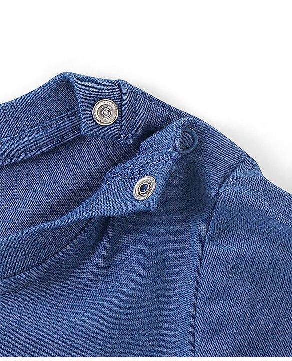 Babyhug Cotton Knit Half Sleeves Night Suit Fox Print - Navy Blue