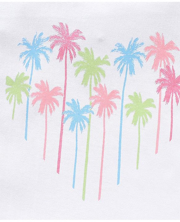 Babyhug Cotton Half Sleeves T-Shirt Tropical Graphic Print & Frill Detailing Pack of 3 - Green White & Pink