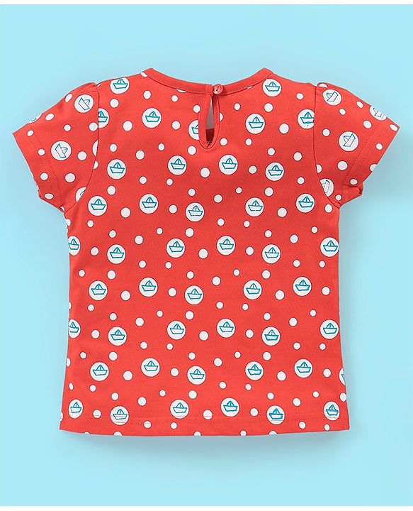 Babyhug 100% Cotton Half Sleeves  Pirate Themed Tee Pack of 3 - Red & White