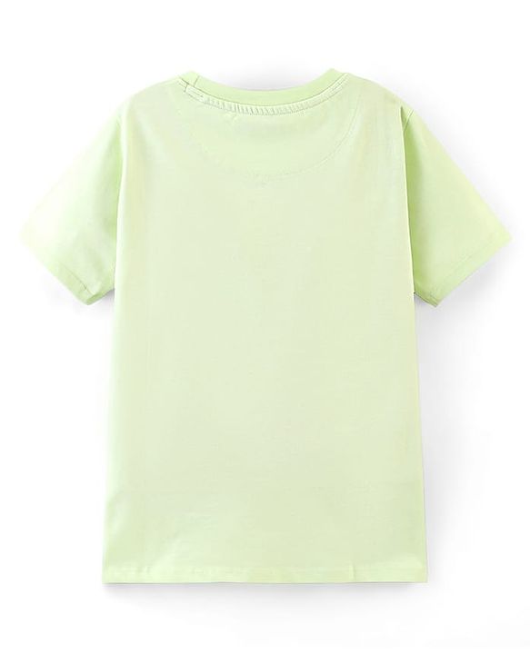 Pine Kids 100% Cotton Biowashed Half Sleeves T-Shirt Zebra Print - Lime Green