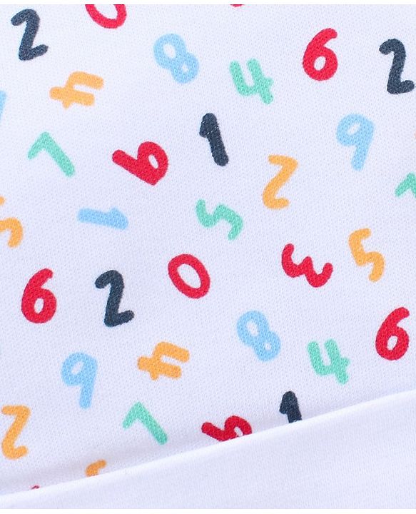 Babyhug 100% Cotton Cap Number Print White- Diameter 9.5 cm