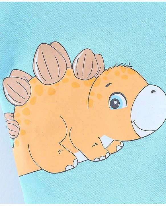 Babyhug 100% Cotton Half Sleeves Onesies with Leggings and Cap Mittens Booties Dino & Striped Print - Multicolour
