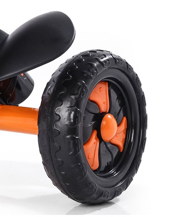 Babyhug Plug & Play Black Hawk Tricycle With Parental Push Handle & Storage Basket - Tiger Orange