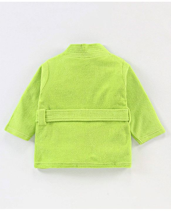 Babyhug Knit Terry Full Sleeves Without Hood Bath Robe with  Cow Patch - Green