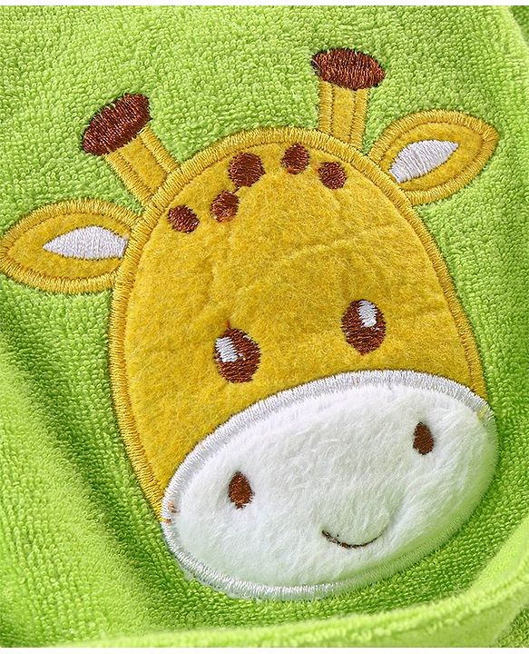 Babyhug Knit Terry Full Sleeves Without Hood Bath Robe with  Cow Patch - Green
