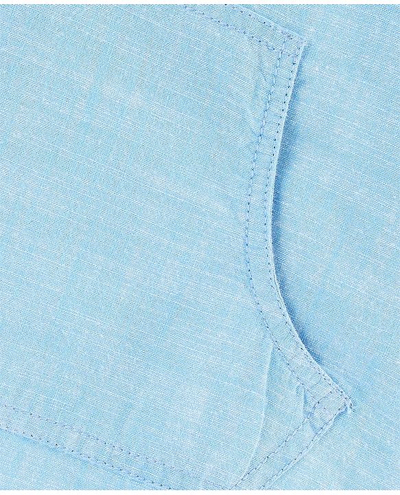 Pine Kids 100% Cotton Woven Soft Hand Feel Full Sleeves Hooded Shirt with Kangaroo Pocket - Blue